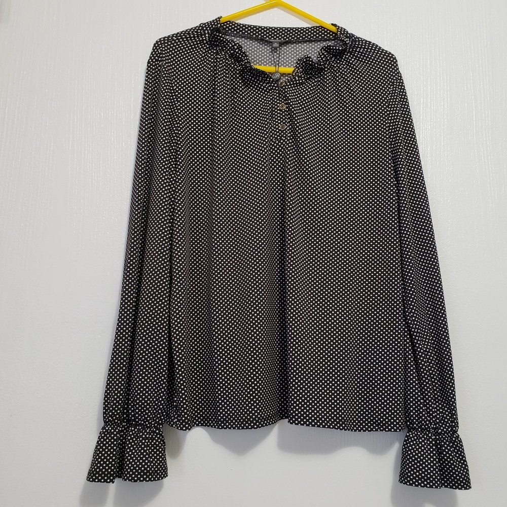 Adrianna Papell | Long sleeve polkadot blouse
